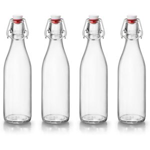 Bormioli Rocco (500ml, 4) 1L Clear Glass Swing Flip Top Lid Water Bottle Set Bormioli Rocco (500ml, 4) 1L Clear Glass Swing Flip Top Lid Water Bottle Set