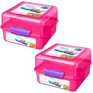 Sistema Pink 3 Compartment Klip It 1.4L Lunch Cube Box Set of 2 Sistema Pink 3 Compartment Klip It 1.4L Lunch Cube Box Set of 2