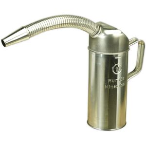 Loops 1 Litre Metal Measuring Jug with Flexible Spout - Tin Plated - Pouring Handle Loops 1 Litre Metal Measuring Jug with Flexible Spout - Tin Plated - Pouring Handle