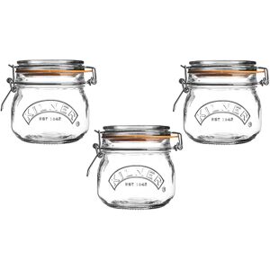 Kilner Set of 3 Top Round Jars 0.5 Litre Capacity Orange Seal and Stainless Stee Kilner Set of 3 Top Round Jars 0.5 Litre Capacity Orange Seal and Stainless Stee