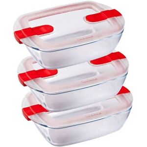 Pyrex Cook and Heat Cook & Heat Set of 3 Rectangular Glass Food Containers 1.1 L Pyrex Cook and Heat Cook & Heat Set of 3 Rectangular Glass Food Containers 1.1 L