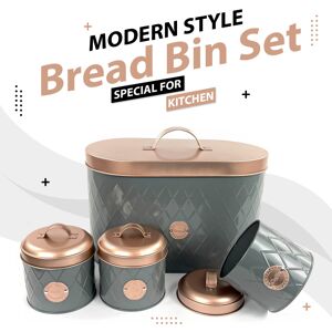 Denny International Bread Bin With Canister Tea Coffee Sugar Kitchen Sealed Lid Set Denny International Bread Bin With Canister Tea Coffee Sugar Kitchen Sealed Lid Set