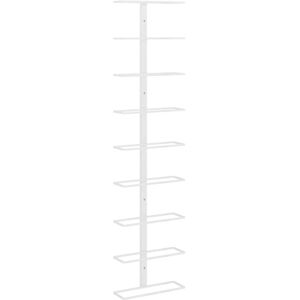 vidaXL Wall-mounted Wine Rack for 9 Bottles White Iron Kitchen Bottle Holder vidaXL Wall-mounted Wine Rack for 9 Bottles White Iron Kitchen Bottle Holder