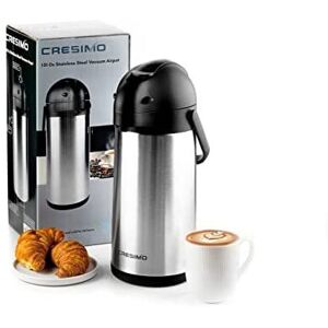 Cresimo 3L Pump Action Airpot - Thermal Coffee Flask, Stainless Steel Insulated Vacuum A Cresimo 3L Pump Action Airpot - Thermal Coffee Flask, Stainless Steel Insulated Vacuum A