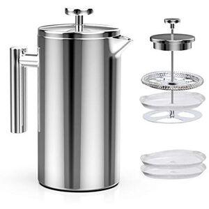 HOMMIEBEW French Press Coffee Maker 1L 8 Cup Espresso Coffee Maker Double Wall Stainless S HOMMIEBEW French Press Coffee Maker 1L 8 Cup Espresso Coffee Maker Double Wall Stainless S