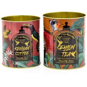 Carousel Home Set Of 2 Decorative Replica Tea & Coffee Tin Cans Tropical Birds Storage Tins Carousel Home Set Of 2 Decorative Replica Tea & Coffee Tin Cans Tropical Birds Storage Tins