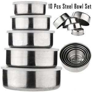 True Face 10Pcs Stainless Steel Bowls Set With Silicone Lid True Face 10Pcs Stainless Steel Bowls Set With Silicone Lid