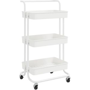 vidaXL 3-Tier Kitchen Trolley White Iron and ABS Bathroom Serving Cart Trolley vidaXL 3-Tier Kitchen Trolley White Iron and ABS Bathroom Serving Cart Trolley