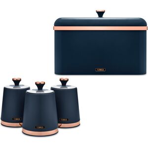 Tower Cavaletto Bread Bin & 3 Canisters Set in Midnight Blue/Rose Gold Tower Cavaletto Bread Bin & 3 Canisters Set in Midnight Blue/Rose Gold