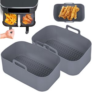 Dechoicelife (gray 2pcs) Square AirFryer Silicone Tray Rectangle Oven Baking Tray Basket Reus Dechoicelife (gray 2pcs) Square AirFryer Silicone Tray Rectangle Oven Baking Tray Basket Reus