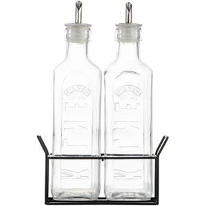 Kilner Set Of 2 Oil Bottles & Metal Rack 0.6 Litre Kilner Set Of 2 Oil Bottles & Metal Rack 0.6 Litre