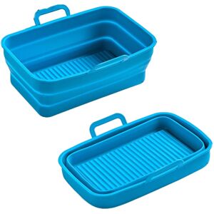 Unbranded (Peacock Blue) Rectangular Air Fryer Baking Pan Double Pull-out Basket Foldable Unbranded (Peacock Blue) Rectangular Air Fryer Baking Pan Double Pull-out Basket Foldable