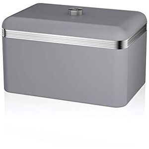 Swan SWKA1010GRN Retro Bread Bin, Metal, Grey, 18 Litre Storage Capacity Swan SWKA1010GRN Retro Bread Bin, Metal, Grey, 18 Litre Storage Capacity