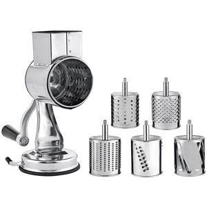 Unbranded Stainless Steel Cheese Grater with Rotary Chopper - 5 Interchangeable Blades, Mu Unbranded Stainless Steel Cheese Grater with Rotary Chopper - 5 Interchangeable Blades, Mu