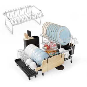 Costway 2-tier Dish Drainer Rack w/ Swivel Draining Spout Cutting Board Holder Costway 2-tier Dish Drainer Rack w/ Swivel Draining Spout Cutting Board Holder