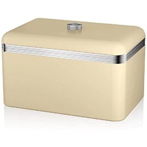 Swan SWKA1010CN Retro Bread Bin - Cream Metal, 18 Litre Capacity, Chrome Lid Han Swan SWKA1010CN Retro Bread Bin - Cream Metal, 18 Litre Capacity, Chrome Lid Han