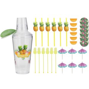 Excellent Houseware (Pineapple) Cocktail Shaker Set Drink Mixer Maker Kit 31PC Umbrella Stirer Party Excellent Houseware (Pineapple) Cocktail Shaker Set Drink Mixer Maker Kit 31PC Umbrella Stirer Party