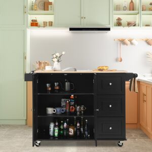 Costway Kitchen Trolley Cart Rolling Kitchen Island W/ Spice Holder & 3 Drawers Costway Kitchen Trolley Cart Rolling Kitchen Island W/ Spice Holder & 3 Drawers