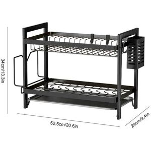 Unbranded (Black) 2-Tier Dish Drying Rack Multifunctional Dish Drainer Shelf Rust-Proof wi Unbranded (Black) 2-Tier Dish Drying Rack Multifunctional Dish Drainer Shelf Rust-Proof wi