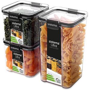 Sistema Ultra Tritan Airtight Pantry & Kitchen Storage Containers 3 Square Plastic Foo Sistema Ultra Tritan Airtight Pantry & Kitchen Storage Containers 3 Square Plastic Foo
