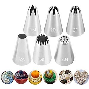 Aibakrs 6 Pcs Piping Nozzles Large Tips for Cake Decorating,Icing Piping Tips Cake Pipin Aibakrs 6 Pcs Piping Nozzles Large Tips for Cake Decorating,Icing Piping Tips Cake Pipin