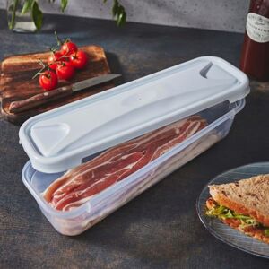 Wham 3 x 1.2L Bacon Storage Box Slim Clear White Lid Storage Container 30cm Wham 3 x 1.2L Bacon Storage Box Slim Clear White Lid Storage Container 30cm