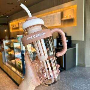 CLOSKYE (Coffee) Clear Water Bottle With Handle And Straw, Large Capacity Water Cup With CLOSKYE (Coffee) Clear Water Bottle With Handle And Straw, Large Capacity Water Cup With