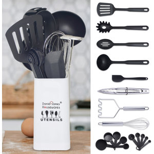 Daniel James 19 Piece Kitchen Utensils Set Stainless Steel Cooking Tools Spatula Whisk Spoons Daniel James 19 Piece Kitchen Utensils Set Stainless Steel Cooking Tools Spatula Whisk Spoons