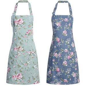 FANTESI 2 Pcs Aprons for Women, Aprons for Cooking, Adjustable Large Size Flower Neck Ap FANTESI 2 Pcs Aprons for Women, Aprons for Cooking, Adjustable Large Size Flower Neck Ap