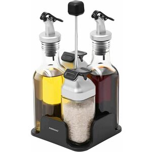 AMINNO 5pcs Glass Oil Vinegar Salt Pepper Dispenser Bottle Serving Cruet Set With Stand AMINNO 5pcs Glass Oil Vinegar Salt Pepper Dispenser Bottle Serving Cruet Set With Stand