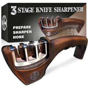 Deer & Oak Knife Sharpener - 3 Stage Manual Sharpener for Sharpening Kitchen Knives - Ceram Deer & Oak Knife Sharpener - 3 Stage Manual Sharpener for Sharpening Kitchen Knives - Ceram