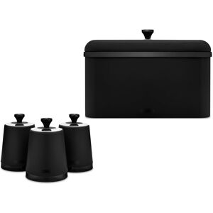 Tower Sera Black Breadbin & Set of 3 Canisters Kitchen Storage Set Tower Sera Black Breadbin & Set of 3 Canisters Kitchen Storage Set