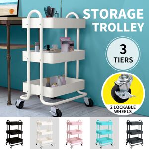 (White) Levede Kitchen Trolley Cart 3 Tiers Storage Rack Steel Shelf Organiser W (White) Levede Kitchen Trolley Cart 3 Tiers Storage Rack Steel Shelf Organiser W