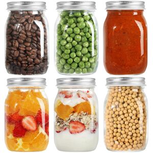LIMILI Glass Jars with Lids, 6 Pack 500ml/ 16 oz Multipurpose Glass Jars with Lids, Ove LIMILI Glass Jars with Lids, 6 Pack 500ml/ 16 oz Multipurpose Glass Jars with Lids, Ove