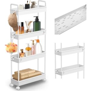 YouseaHome 4-Tier Plastic Rolling Storage Cart Utility Cart with Extra Hanging Hooks Handle YouseaHome 4-Tier Plastic Rolling Storage Cart Utility Cart with Extra Hanging Hooks Handle