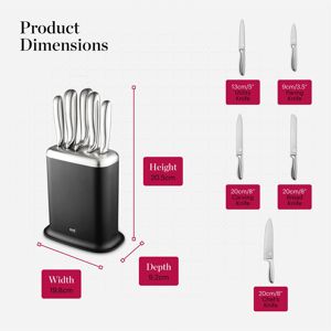 Food Food Good Food 5-Piece Knife Set with Block GF851062 - 8 inch Chef, Carving, Bread, 5 Food Food Good Food 5-Piece Knife Set with Block GF851062 - 8 inch Chef, Carving, Bread, 5