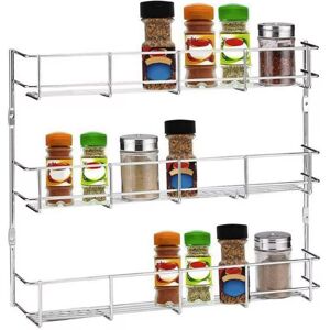HYGRAD (3 Tier) Wall Mount Inside Cabinet Cupboard Silver Metal Spice Herb Jar Storage HYGRAD (3 Tier) Wall Mount Inside Cabinet Cupboard Silver Metal Spice Herb Jar Storage