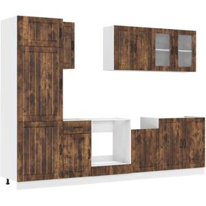 (smoked oak) vidaXL 8 Piece Kitchen Cabinet Set Kalmar Sonoma Oak Engineered Woo (smoked oak) vidaXL 8 Piece Kitchen Cabinet Set Kalmar Sonoma Oak Engineered Woo