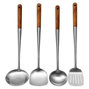 χωρίς σήμα Long Handle Stainless Steel Wok Spatula Kitchen Slotted Turner Set χωρίς σήμα Long Handle Stainless Steel Wok Spatula Kitchen Slotted Turner Set
