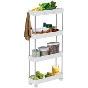 Alex Nash (White, Slim) 4 Tier Trolley Kitchen Storage Bathroom Organiser Alex Nash (White, Slim) 4 Tier Trolley Kitchen Storage Bathroom Organiser