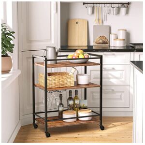 HYGRAD BUILT TO SURVIVE 3 Tier Rolling Industrial Design Rustic Look Wooden Kitchen Cart Trolley With Wh HYGRAD BUILT TO SURVIVE 3 Tier Rolling Industrial Design Rustic Look Wooden Kitchen Cart Trolley With Wh