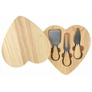Apollo Rubberwood Heart Shaped Cheese Board with 3 Piece Accessory Set Apollo Rubberwood Heart Shaped Cheese Board with 3 Piece Accessory Set