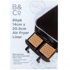 B&Co 14x20.5cm Air Fryer Liners Non Stick Paper Parchment Disposable B&Co 14x20.5cm Air Fryer Liners Non Stick Paper Parchment Disposable