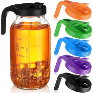 Unbranded (Colorful) 5pcs Wide Mouth Mason Jar Pour Spout Lids with Handle Reusable Plasti Unbranded (Colorful) 5pcs Wide Mouth Mason Jar Pour Spout Lids with Handle Reusable Plasti