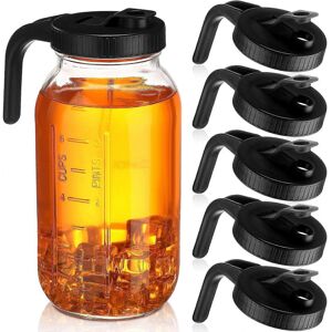 Unbranded (Black) 5pcs Wide Mouth Mason Jar Pour Spout Lids with Handle Reusable Plastic F Unbranded (Black) 5pcs Wide Mouth Mason Jar Pour Spout Lids with Handle Reusable Plastic F