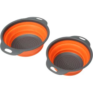 GreenZech (Orange) 2Pcs Set Collapsible Foldable Silicone Drain Colander Fruit Vegetable S GreenZech (Orange) 2Pcs Set Collapsible Foldable Silicone Drain Colander Fruit Vegetable S