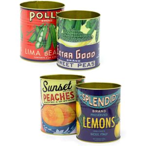 Carousel Home Set Of 4 Retro Style Vintage Fruit & Peas Storage Tins 4 Piece Replica Food Ti Carousel Home Set Of 4 Retro Style Vintage Fruit & Peas Storage Tins 4 Piece Replica Food Ti