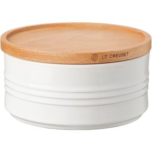 Le Creuset Stoneware Canister with Wood Lid, 23 oz. (5.5" diameter), White Le Creuset Stoneware Canister with Wood Lid, 23 oz. (5.5" diameter), White