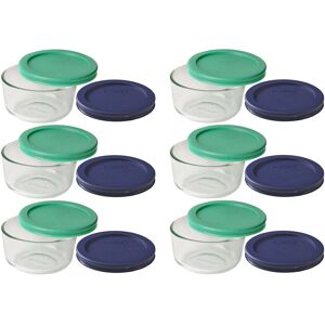 Pyrex Storage 1 Cup Round Dish Clear with Green Blue Pack of 6 Lids Pyrex Storage 1 Cup Round Dish Clear with Green Blue Pack of 6 Lids