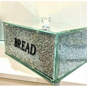 Touch of Venetian XXL Silver Crushed Diamond Crystal Mirror Bread Bin Container Kitchen Touch of Venetian XXL Silver Crushed Diamond Crystal Mirror Bread Bin Container Kitchen